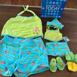 Retired American Girl Tropical Breezes Outfit with Matching Girl Outfit Size 7